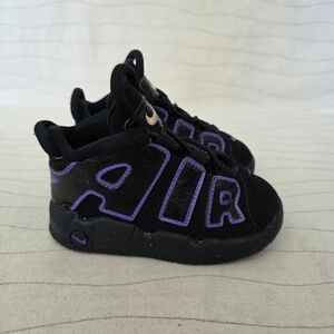 Nike Toddler More Uptempo Black Purple Mid Top Sneakers Shoes Dx5956-001 Size 6C